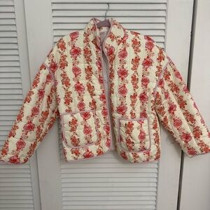 Floral Quilted Puffer Jacket with Pockets